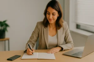 Woman working at a desk
